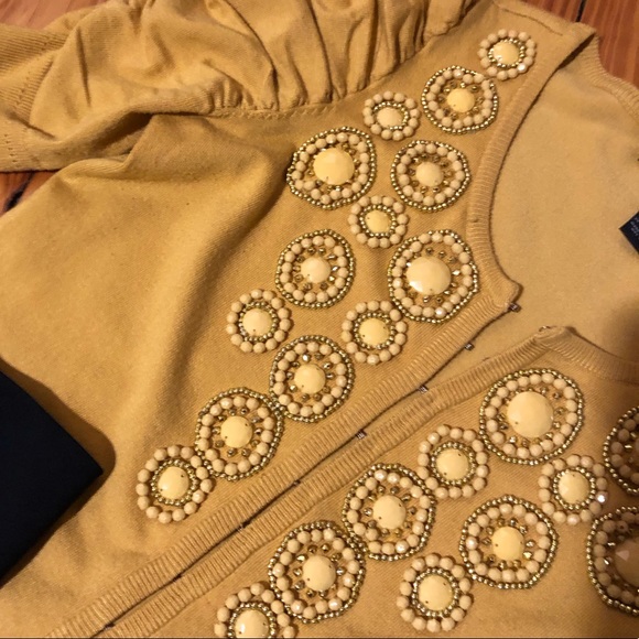 INC Yellow Embellished Top - Size Small Petite - Picture 5 of 6